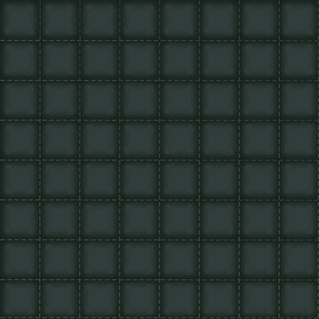 Quilted Leather or Felt Dark Gray Material Seamless Pattern with Smooth Texture and Threaded Seems