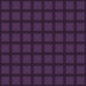 Quilted Leather or Felt Purple Material Seamless Pattern with Smooth Texture and Threaded Seems