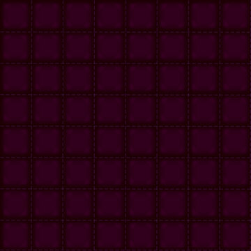 Quilted Leather or Felt Burgundy Red Material Seamless Pattern with Smooth Texture and Threaded Seems