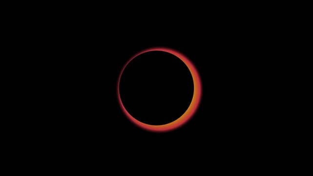 Solar eclipse animation: glowing red ring of fire and lunar transition in deep space 4k moon astronomy