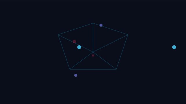 Abstract geometric pentagonal frame with floating particles motion animation 4k background