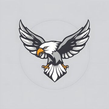 flying eagle with outstretched wings holding ball