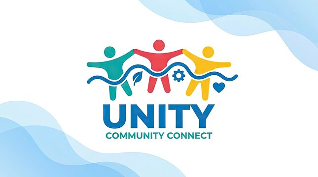 Community unity logo with diverse figures holding hands