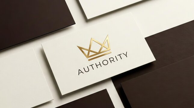 Luxury gold crown authority logo on business card.