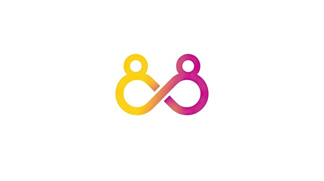 Minimalist linked infinity loop icon in warm gradient colors.