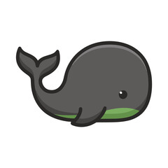 Fototapeta premium Cute cartoon whale isolated on transparent background