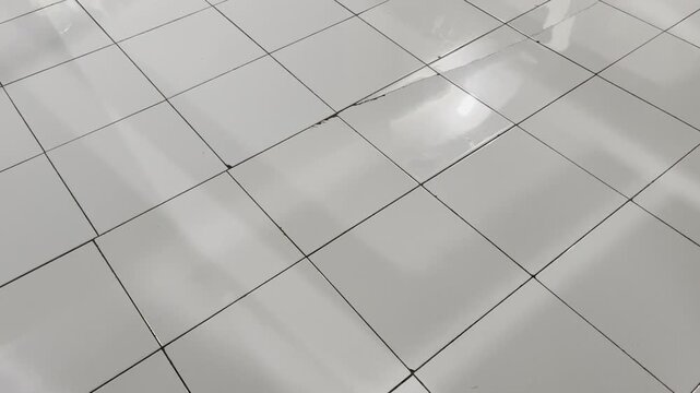 High angle view of clean ceramic floor tiles texture