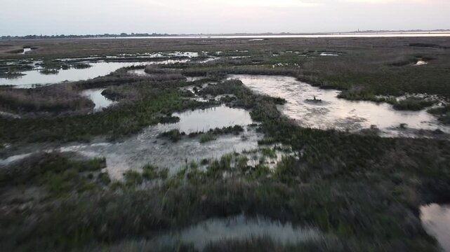 Aerial View of Lio Piccolo Marshlands in the Venice Lagoon