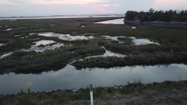 Aerial View of Lio Piccolo Marshlands in the Venice Lagoon