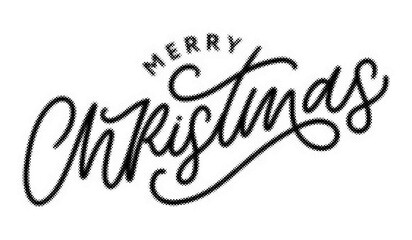 Merry Christmas calligraphy text with halftone dot pattern isolated on white background transparent background © AbstractZone