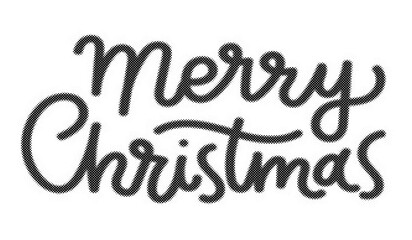Merry Christmas greeting card design with vintage halftone dot pattern lettering transparent background © AbstractZone