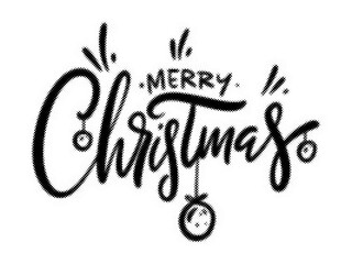 Merry Christmas hand lettering calligraphy design with decorative halftone dot elements transparent background © AbstractZone
