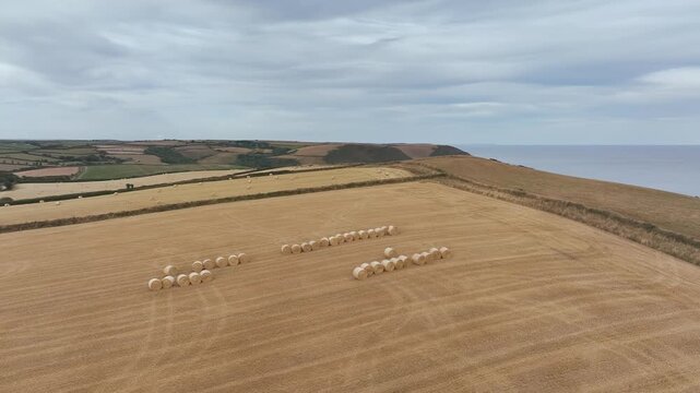 Cornwall Fields and Farms from a drone, Polruan, Cornwall, England