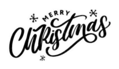 Merry Christmas hand lettering calligraphy isolated on white background with halftone dotted texture pattern transparent background © AbstractZone