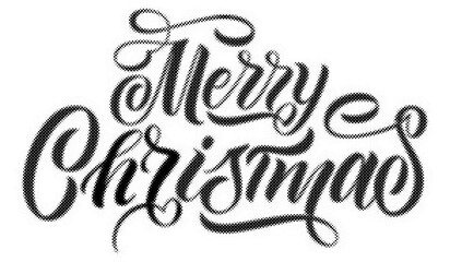 Merry Christmas hand lettering typography design with a halftone dot texture transparent background © AbstractZone
