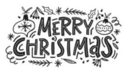 Merry Christmas hand lettering typography design with decorative festive elements isolated on white background transparent background © AbstractZone