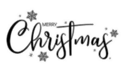 Merry Christmas hand lettering typography design with halftone dot texture effect transparent background © AbstractZone