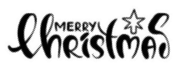 Merry Christmas hand lettering typography design with halftone dot texture effect transparent background © AbstractZone