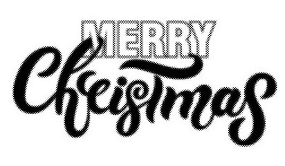 Merry Christmas hand lettering typography design with halftone dot texture effect transparent background © AbstractZone