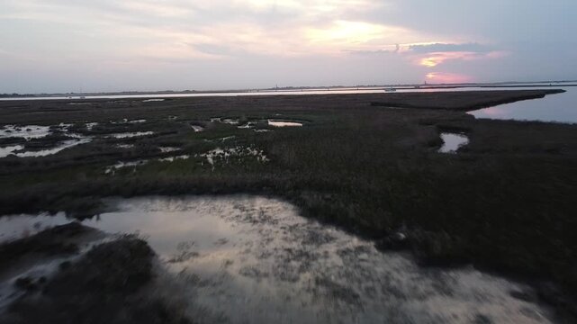 Aerial View of Lio Piccolo Marshlands in the Venice Lagoon