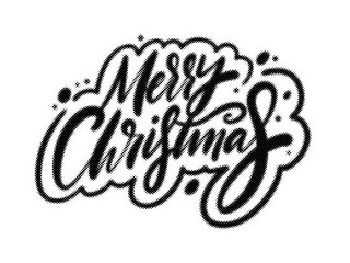 Merry Christmas handlettered calligraphy design with a creative halftone dot pattern transparent background © AbstractZone