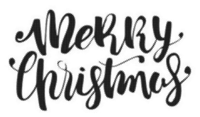 Merry Christmas handlettered calligraphy design with a vintage halftone dot texture pattern transparent background © AbstractZone