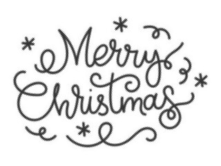 Merry Christmas handlettered calligraphy design with halftone dot texture effect transparent background © AbstractZone