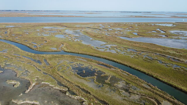 Aerial View of Lio Piccolo Marshlands in the Venice Lagoon