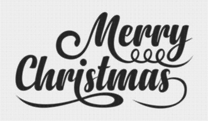 Merry Christmas handlettered calligraphy text design with a halftone dot pattern effect transparent background © AbstractZone
