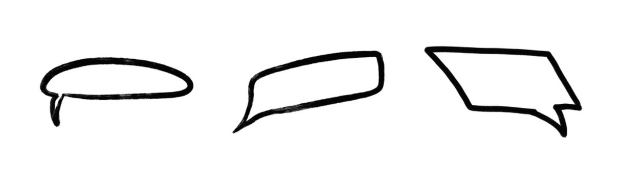 Hand drawn speech bubbles in a row with copy space for text during conversation concept