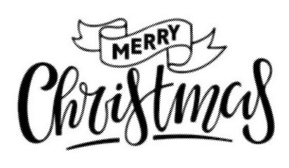 Merry Christmas handlettered text with a decorative banner on white background transparent background © AbstractZone