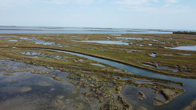 Aerial View of Lio Piccolo Marshlands in the Venice Lagoon