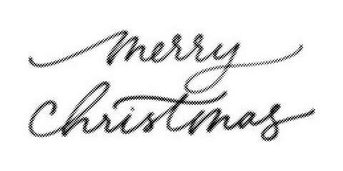 Merry Christmas handlettering script typography design with a halftone dot texture pattern transparent background © AbstractZone