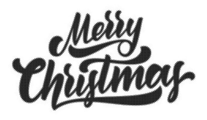 Merry Christmas handlettering typography design with a halftone dot pattern texture transparent background © AbstractZone