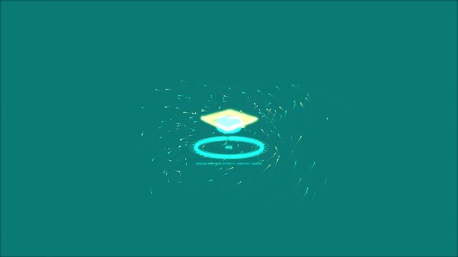 Graduation cap symbol hovers above a glowing circular portal in this minimalist digital icon set against a solid teal background representing education and academic achievement milestones.
