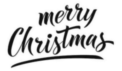 Merry Christmas handwritten calligraphy lettering with halftone dot texture effect isolated transparent background © AbstractZone
