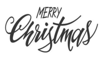 Merry Christmas handwritten calligraphy text with a halftone dotted texture effect transparent background © AbstractZone