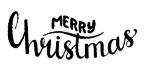 Merry Christmas handwritten lettering design with a vintage halftone dot texture pattern transparent background © AbstractZone