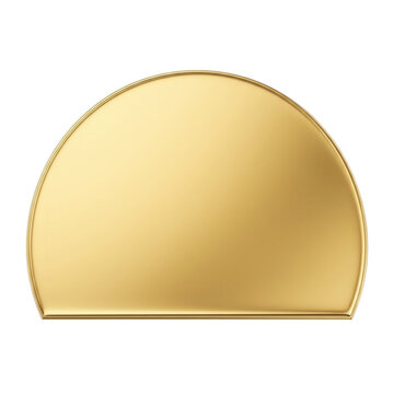 Golden semicircle shape with metallic texture isolated on transparent background