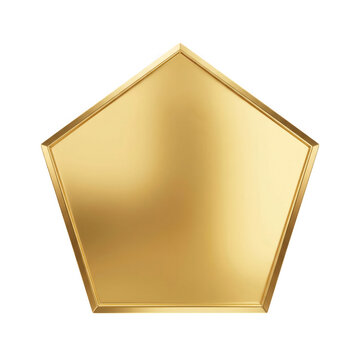 Golden pentagonal frame isolated on transparent background
