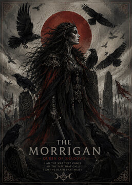 The Morrigan Celtic Goddess of War Fate and Death with Ravens Dark Mythology Poster