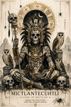 Mictlantecuhtli Aztec God of Death Lord of Mictlan Underworld Mythology Poster