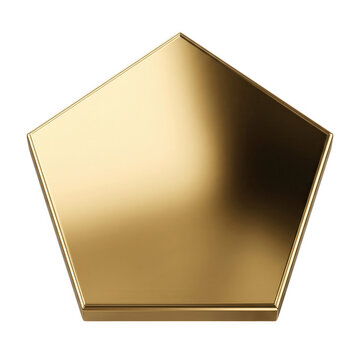 Golden pentagon shape isolated on transparent background