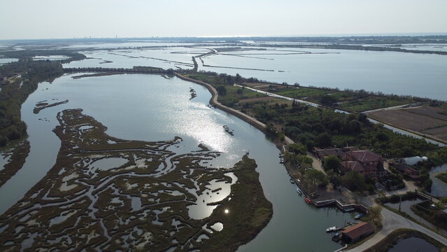 Aerial View of Lio Piccolo Marshlands in the Venice Lagoon