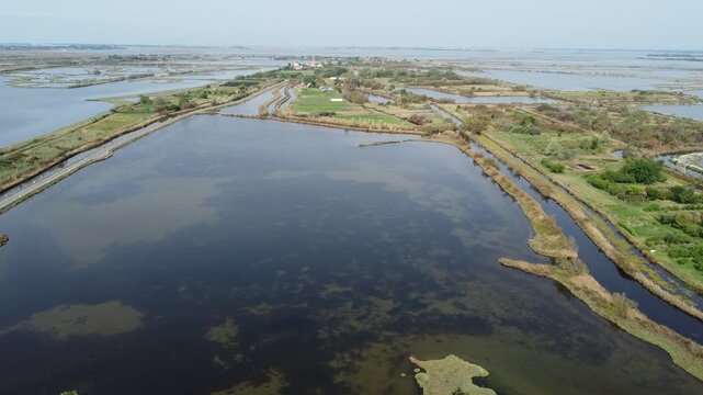 Aerial View of Lio Piccolo Marshlands in the Venice Lagoon