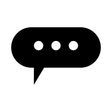Black speech bubble icon with three dots representing a chat or message interface