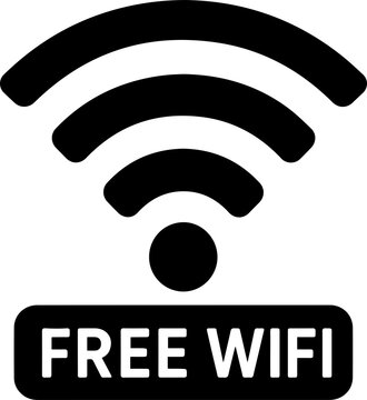 Free WiFi Icon - Wireless Internet Hotspot Connection Solid Black Vector Symbol