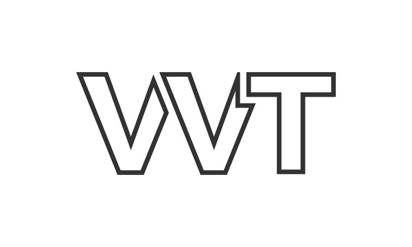 VVT logo design template with strong and modern bold text. Initial based vector logotype featuring simple and minimal typography. Trendy company identity.