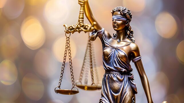 Elder law justice symbolized by wooden gavel and themis statue representing fairness and advocacy