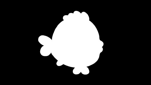 Fish blue simple cartoon animation. Cute doodle crazy shaking water character animal with black outline opening mouth swimming seamles loop isolated.
